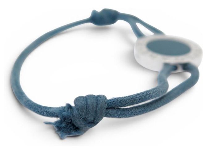 Bulgari BRACCIALE BVLGARI BVLGARI ARGENTO MASSICCIO 925 SU CORDOLE BLU SILVER BANGLE - vista 4