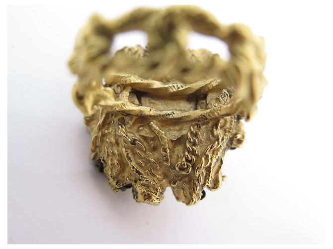NEUER CHANEL LÖWENKOPF RING PARIS VENISE KOLLEKTION GRÖSSE 55 PERLE VERGOLDETES METALL RING - Ansicht 15