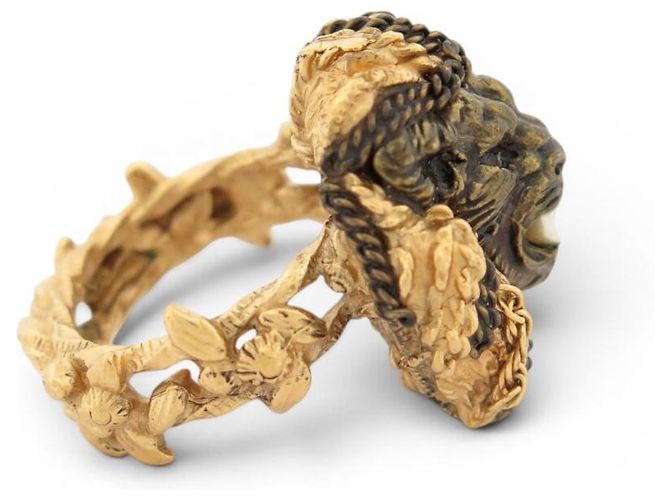 NEUER CHANEL LÖWENKOPF RING PARIS VENISE KOLLEKTION GRÖSSE 55 PERLE VERGOLDETES METALL RING - Ansicht 4