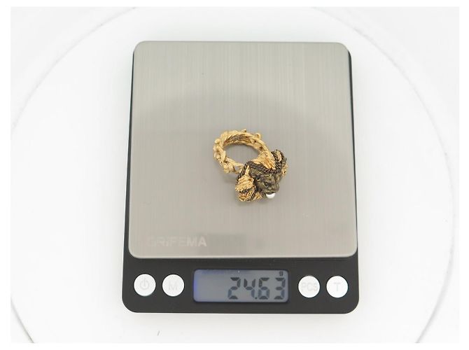 NEUER CHANEL LÖWENKOPF RING PARIS VENISE KOLLEKTION GRÖSSE 55 PERLE VERGOLDETES METALL RING - Ansicht 8