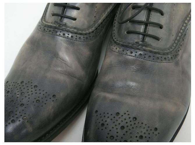 SCARPE SANTONI 13998 RICHELIEU 8 IT 43 FR PELLE PATINATA GRIGIA Grigio - vista 12