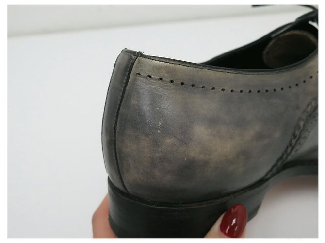 SCARPE SANTONI 13998 RICHELIEU 8 IT 43 FR PELLE PATINATA GRIGIA Grigio - vista 14