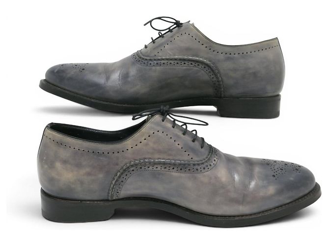 SCARPE SANTONI 13998 RICHELIEU 8 IT 43 FR PELLE PATINATA GRIGIA Grigio - vista 2