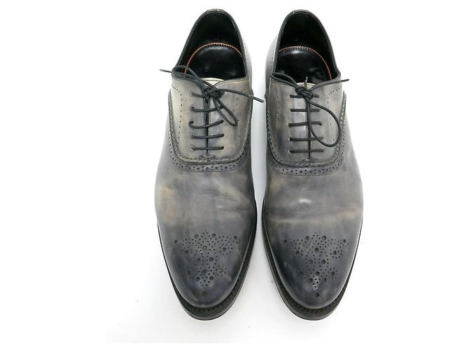 SCARPE SANTONI 13998 RICHELIEU 8 IT 43 FR PELLE PATINATA GRIGIA Grigio - vista 8
