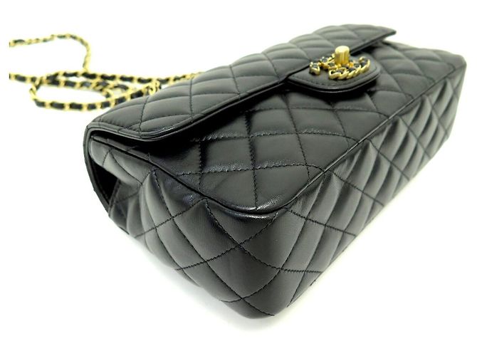 NOVA CHANEL TIMELESS HANDLE PM BOLSA DE COURO MATELASSÊ COM ALÇA Preto - vista 3