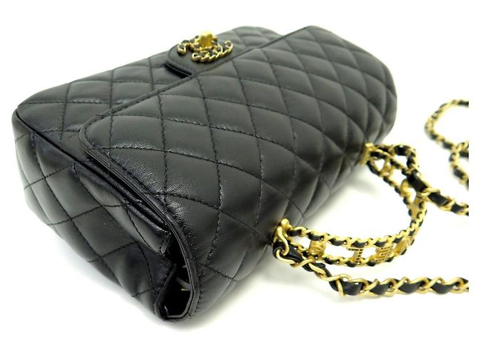 NOVA CHANEL TIMELESS HANDLE PM BOLSA DE COURO MATELASSÊ COM ALÇA Preto - vista 4