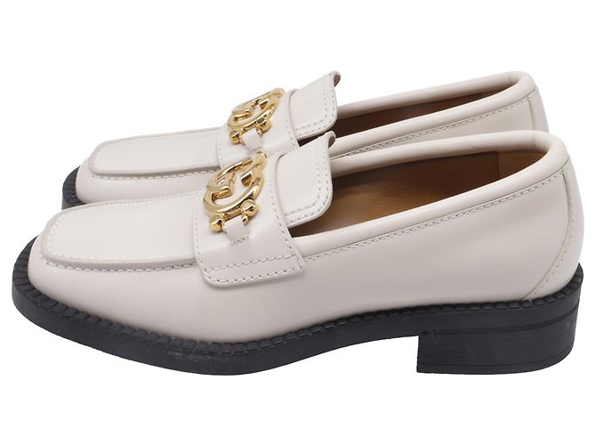 Mocassini Gucci Interlocking G in pelle bianca Bianco - vista 5