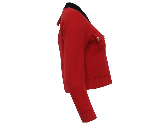 Sandro Paris Button-Down Blazer aus roter Viskose - Ansicht 3