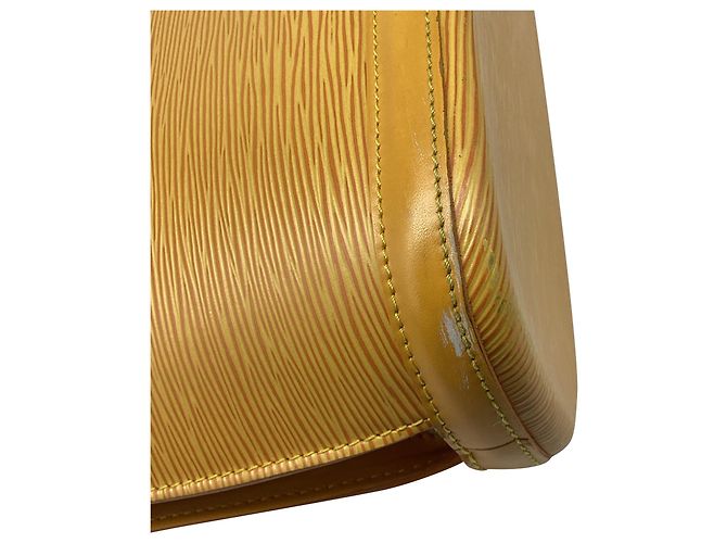 Borsa a tracolla Louis Vuitton Lussac in pelle marrone e gialla Giallo - vista 10