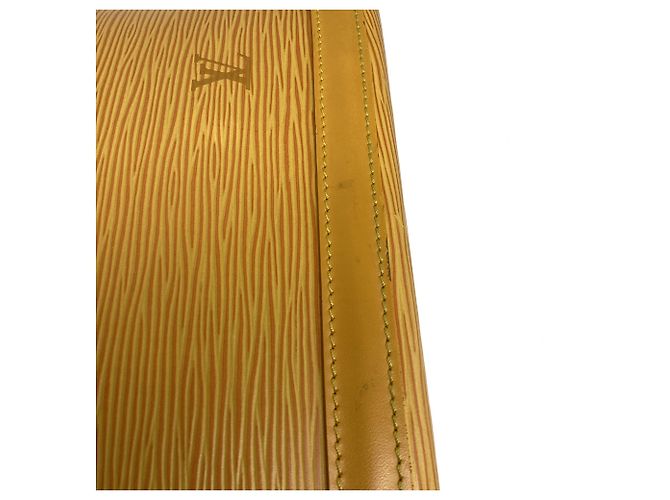Borsa a tracolla Louis Vuitton Lussac in pelle marrone e gialla Giallo - vista 11