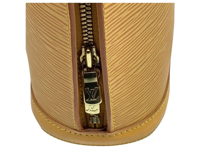 Borsa a tracolla Louis Vuitton Lussac in pelle marrone e gialla Giallo - vista 12