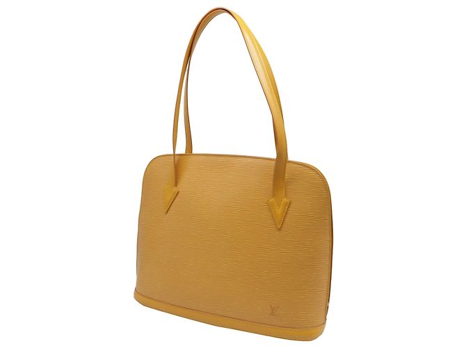 Borsa a tracolla Louis Vuitton Lussac in pelle marrone e gialla Giallo - vista 2