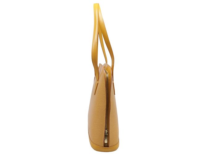 Borsa a tracolla Louis Vuitton Lussac in pelle marrone e gialla Giallo - vista 3