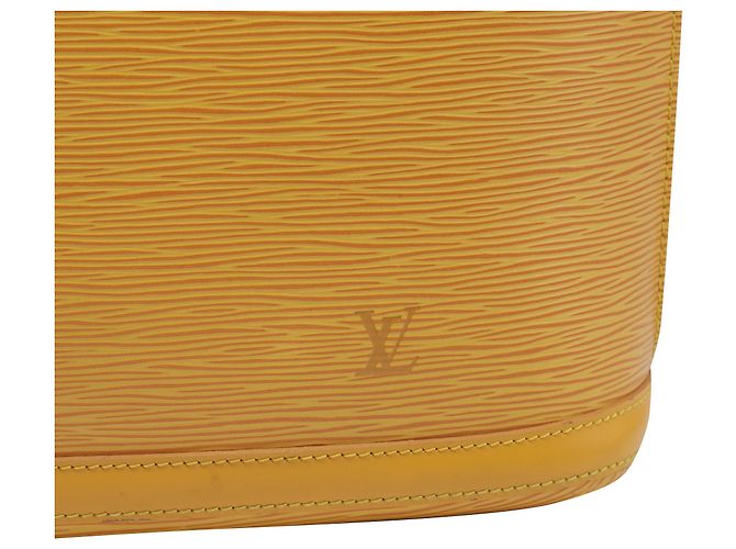 Borsa a tracolla Louis Vuitton Lussac in pelle marrone e gialla Giallo - vista 6