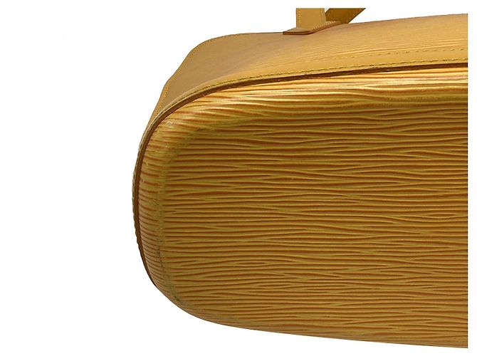 Borsa a tracolla Louis Vuitton Lussac in pelle marrone e gialla Giallo - vista 8