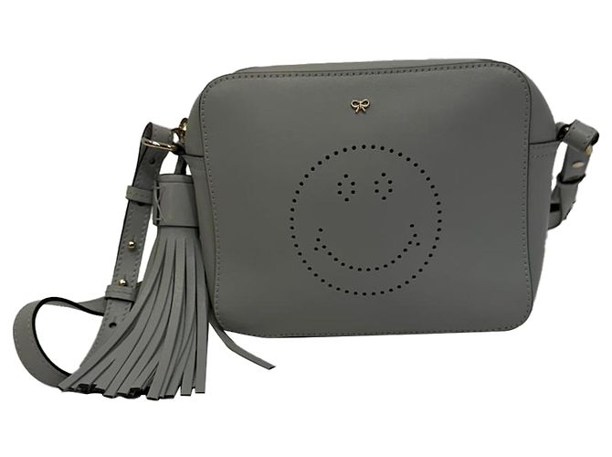 Borsa a tracolla Anya Hindmarch Smiley in pelle grigia Grigio - vista 3