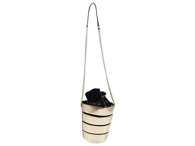 Sac seau Salvatore Ferragamo en cuir doré à effet cage - vue 4