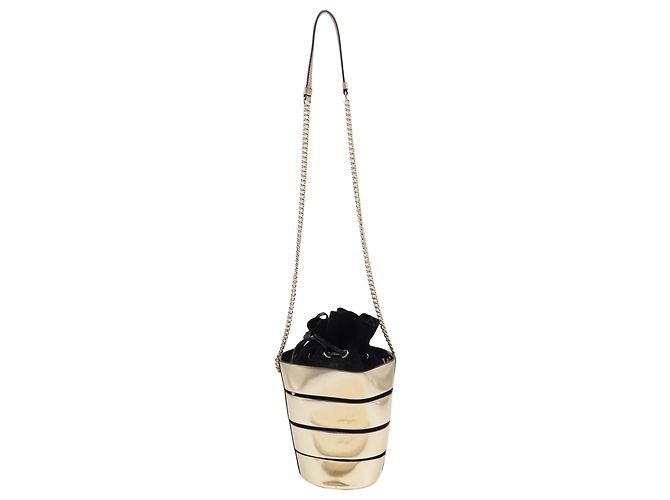 Sac seau Salvatore Ferragamo en cuir doré à effet cage - vue 5