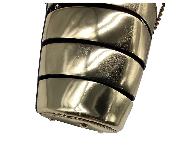 Sac seau Salvatore Ferragamo en cuir doré à effet cage - vue 7