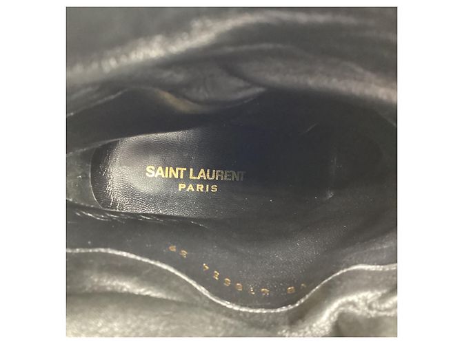 Stivaletti con tacco zeppo Niki 85 in pelle nera Saint Laurent Nero - vista 10