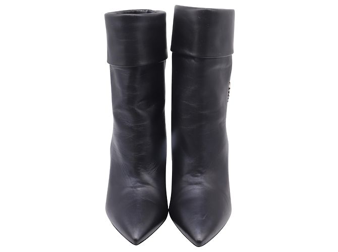 Stivaletti con tacco zeppo Niki 85 in pelle nera Saint Laurent Nero - vista 3
