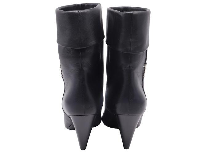 Stivaletti con tacco zeppo Niki 85 in pelle nera Saint Laurent Nero - vista 4