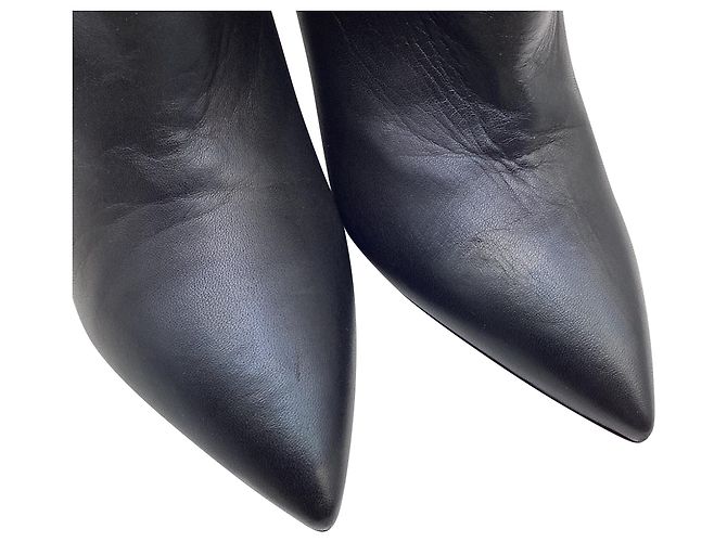 Stivaletti con tacco zeppo Niki 85 in pelle nera Saint Laurent Nero - vista 7