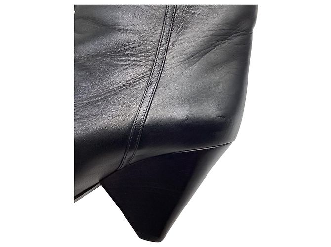 Stivaletti con tacco zeppo Niki 85 in pelle nera Saint Laurent Nero - vista 8