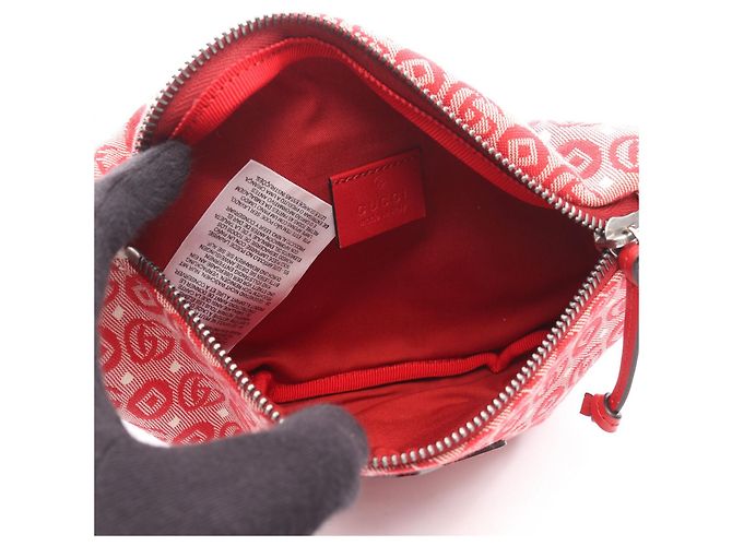 Marsupio Gucci Star Children in tela e pelle Bianco Rosso - vista 3