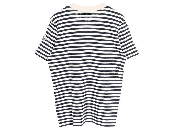 Top in cotone Moncler Bianco Blu Blu navy - vista 3