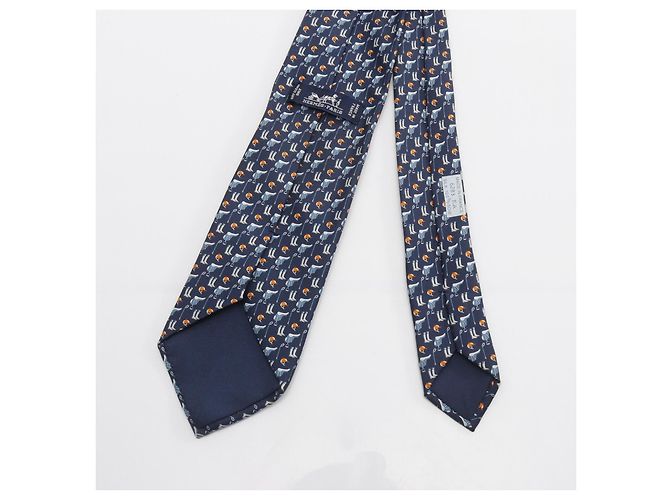 Hermès Hermes TENUE DE JOCKEY Cravatta in seta Blu - vista 3