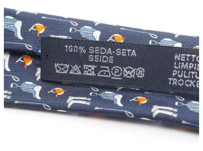 Hermès Hermes TENUE DE JOCKEY Cravatta in seta Blu - vista 5