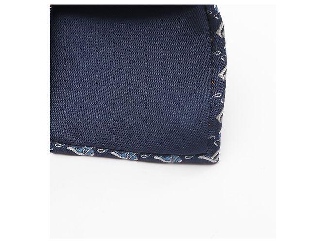 Hermès Hermes TENUE DE JOCKEY Cravatta in seta Blu - vista 6