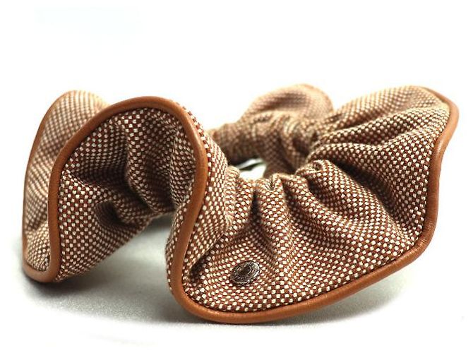 Hermès Scrunchie Hermes Claudia Toile H Marrone - vista 2
