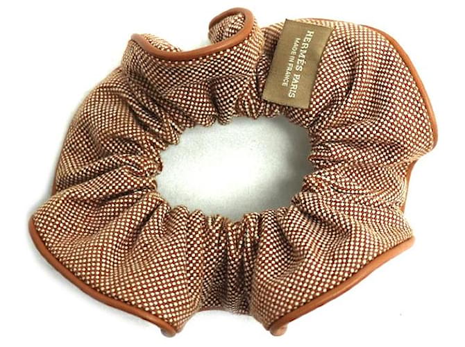 Hermès Scrunchie Hermes Claudia Toile H Marrone - vista 3