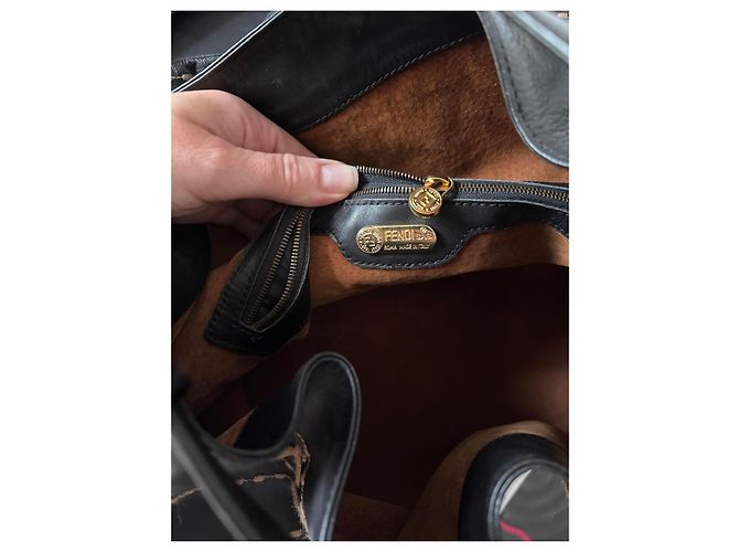Fendi Zigzag Embroidery Leather Backpack Brown - view 11