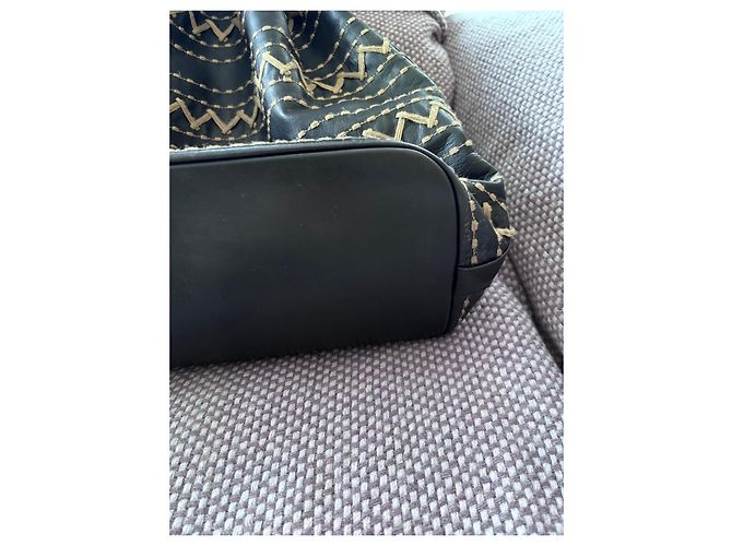 Fendi Zigzag Embroidery Leather Backpack Brown - view 2