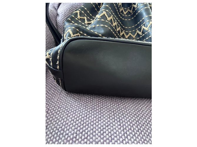 Fendi Zigzag Embroidery Leather Backpack Brown - view 3