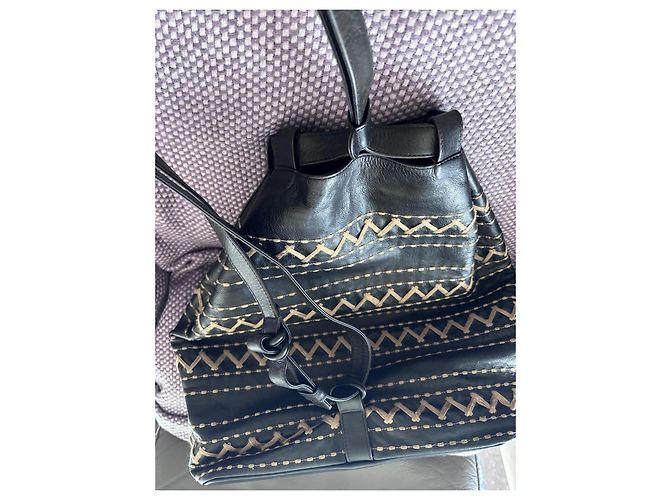 Fendi Zigzag Embroidery Leather Backpack Brown - view 4