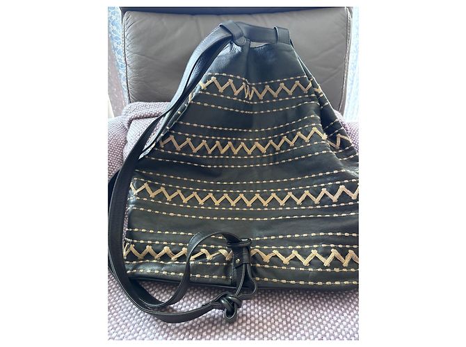 Fendi Zigzag Embroidery Leather Backpack Brown - view 5