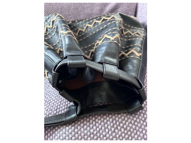 Fendi Zigzag Embroidery Leather Backpack Brown - view 6