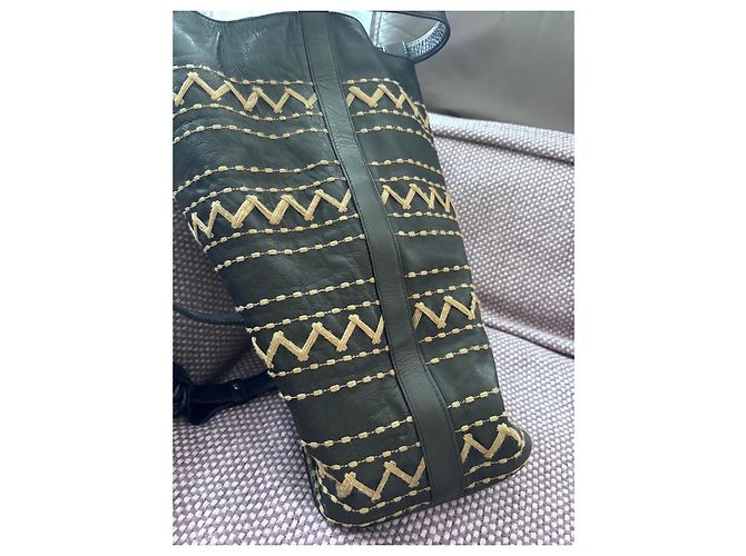 Fendi Zigzag Embroidery Leather Backpack Brown - view 9