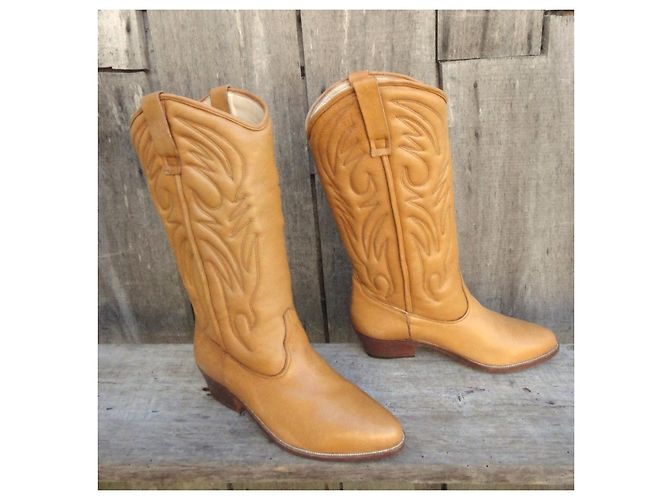 Stivali Cowboy in Pelle Pollini Marrone Giallo - vista 2