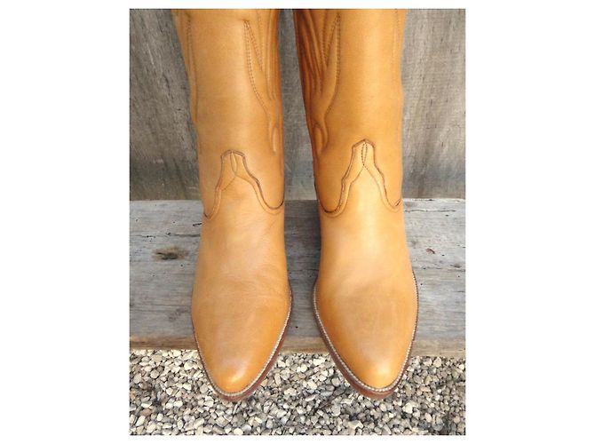 Stivali Cowboy in Pelle Pollini Marrone Giallo - vista 3