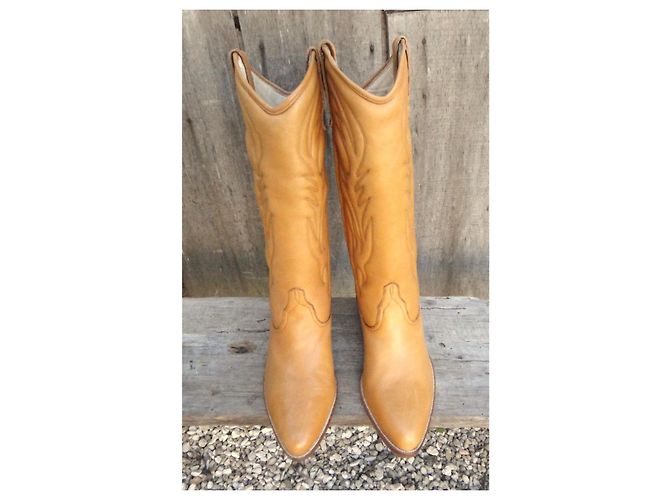 Stivali Cowboy in Pelle Pollini Marrone Giallo - vista 8