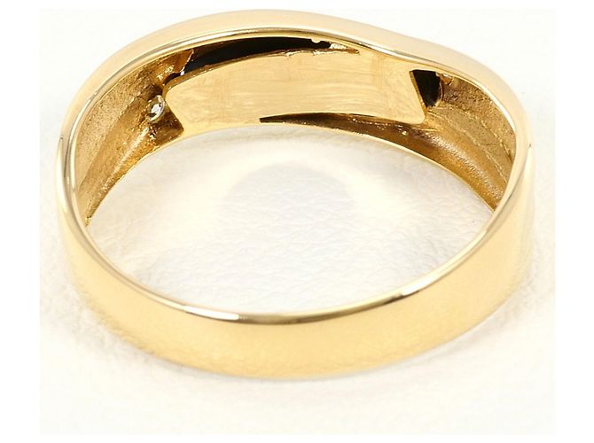 Autre Marque 18K Gelbgold-Ring mit Onyx und Diamant Golden - Ansicht 3