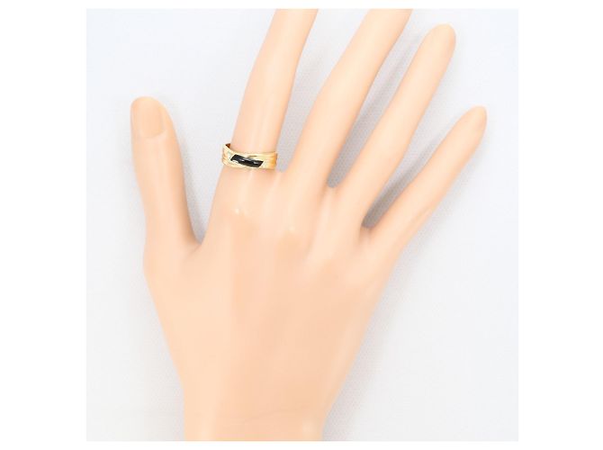 Autre Marque 18K Gelbgold-Ring mit Onyx und Diamant Golden - Ansicht 6