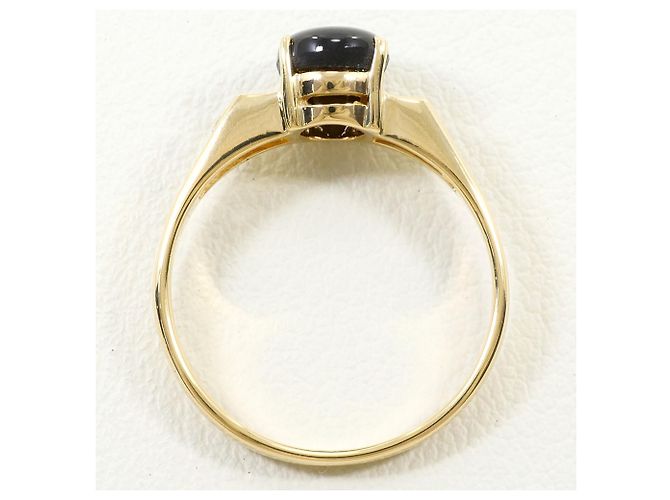 Autre Marque Anello a fascia in oro giallo 14K con zaffiro e zircone Nero D'oro - vista 3