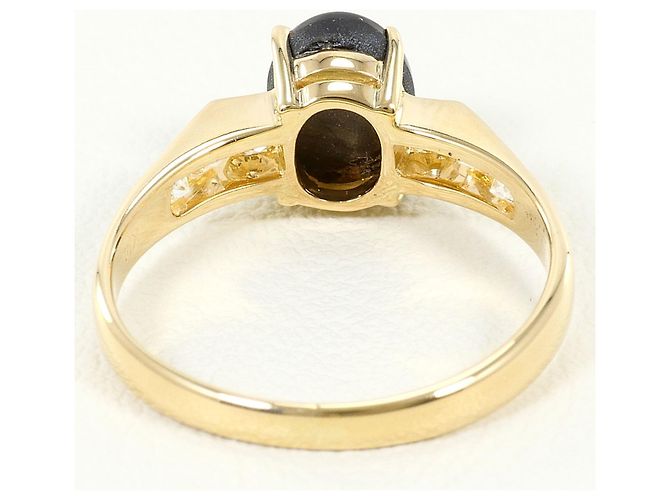 Autre Marque Anello a fascia in oro giallo 14K con zaffiro e zircone Nero D'oro - vista 4
