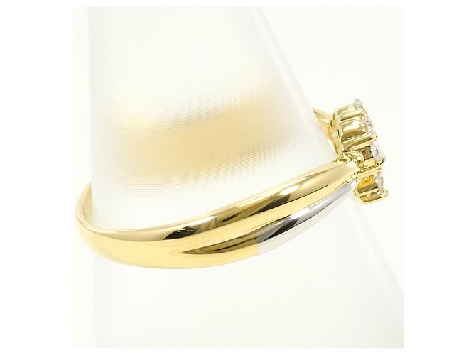 Autre Marque 18K Gelbgold- und Platin-Ring mit Diamant Golden - Ansicht 2